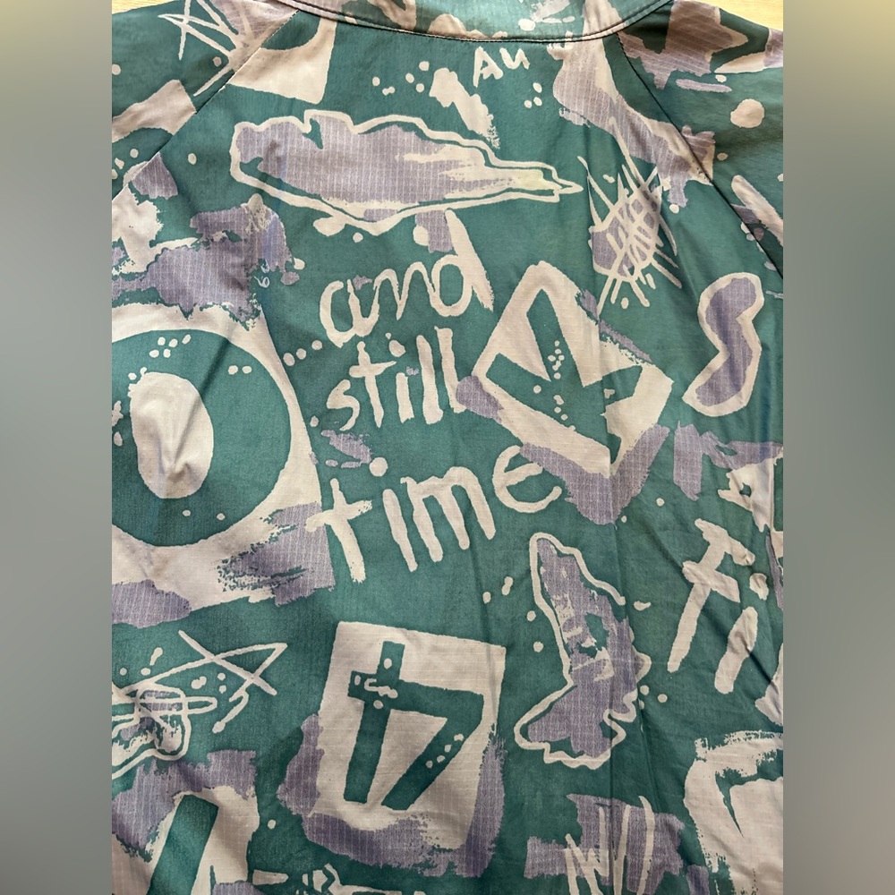 Vintage 90s Abstract Graffiti Print  Windbreaker Jacket Made in USA XL - Picture 8 of 8